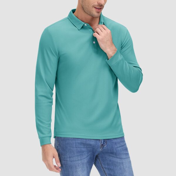 Men's Long Sleeve Polo Shirt Quick Dry Golf Tee Shirt Lightweight Performance Athletic Shirts