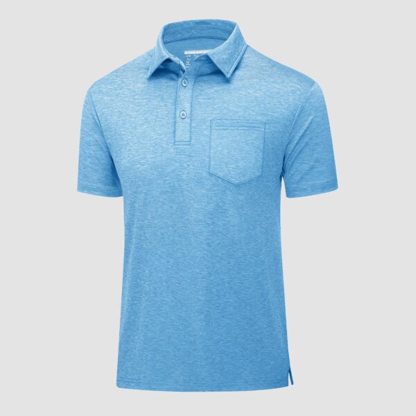 Men's Polo T-Shirts 3 Button Placket Quick Dry Performance Summer Shirts Pique Jersey Golf Polo Shirt