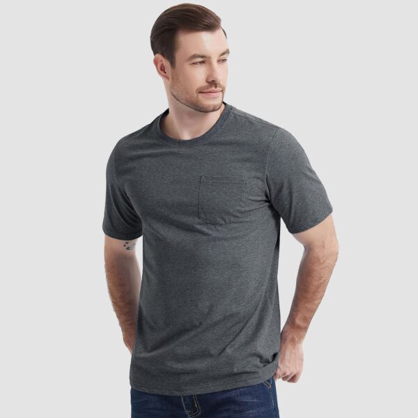 Mens T Shirts Short Sleeve Pocket Cotton Crewneck Tee Regular Fit