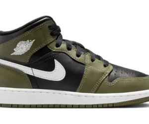 Jordan 1 Mid Black White Olive (GS) - photo 1- Jersey4u