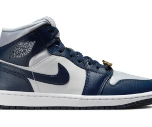 Jordan 1 Mid Football Grey White Midnight Navy (Women's) - photo 1- Jersey4u