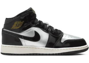 Jordan 1 Mid SE Black Metallic Silver Sail Metallic Gold (GS) - photo 1- Jersey4u