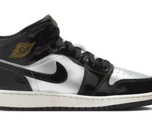 Jordan 1 Mid SE Black Metallic Silver Sail Metallic Gold (GS) - photo 1- Jersey4u