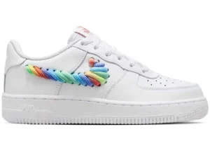 Nike Air Force 1 Low White Rainbow Lace Swoosh (GS) - photo 1- Jersey4u