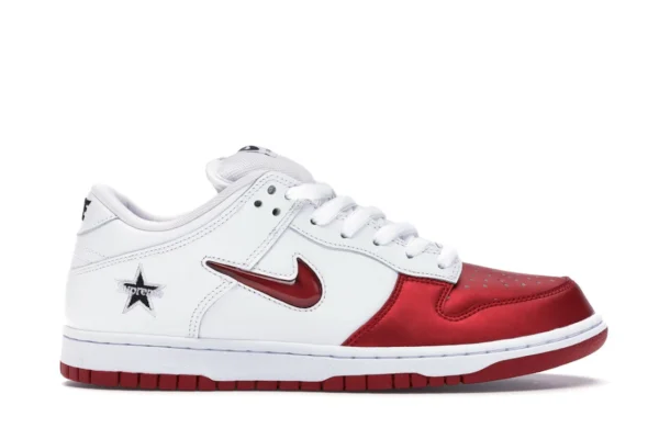 Nike SB Dunk Low Supreme Jewel Swoosh Red - photo 1- Jersey4u