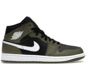 Jordan 1 Mid Black White Olive - photo 1- Jersey4u