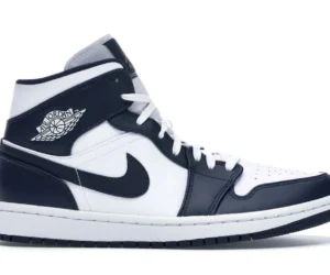 Jordan 1 Mid White Metallic Gold Obsidian - photo 1- Jersey4u