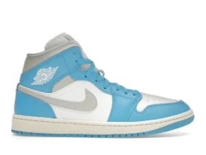 Jordan 1 Mid Dark Powder Blue White Sail Neutral Grey (Women's) - photo 1- Jersey4u