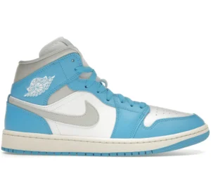 Jordan 1 Mid Dark Powder Blue White Sail Neutral Grey (Women's) - photo 1- Jersey4u