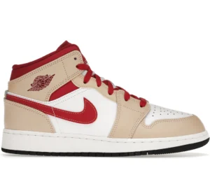 Jordan 1 Mid Light Curry Cardinal (GS) - photo 1- Jersey4u