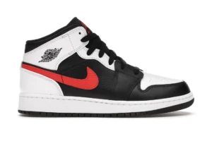 Jordan 1 Mid White Black Chile Red (GS) - photo 1- Jersey4u