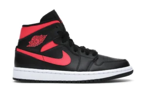 Jordan 1 Mid Black Siren Red (Women's) - photo 1- Jersey4u