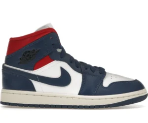 Jordan 1 Mid French Blue Gym Red (Women's) - photo 1- Jersey4u