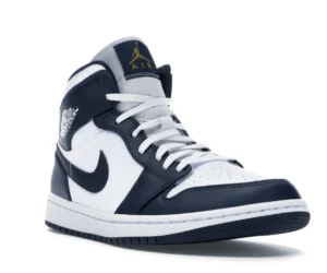 Jordan 1 Mid White Metallic Gold Obsidian - photo 2- Jersey4u