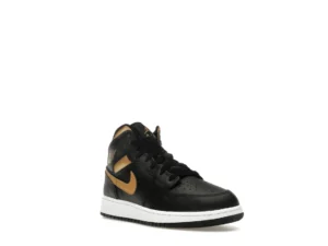 Jordan 1 Mid Black Metallic Gold Swoosh (GS) - photo 2- Jersey4u