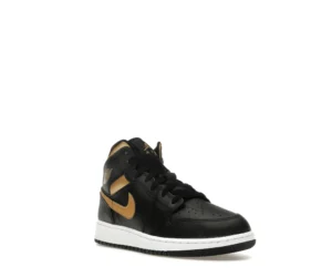 Jordan 1 Mid Black Metallic Gold Swoosh (GS) - photo 2- Jersey4u