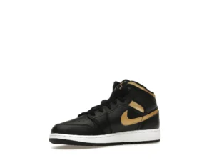 Jordan 1 Mid Black Metallic Gold Swoosh (GS) - photo 4- Jersey4u