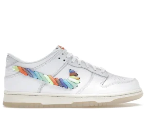 Nike Dunk Low SE Rainbow Lace Swoosh White (GS) - photo 1- Jersey4u