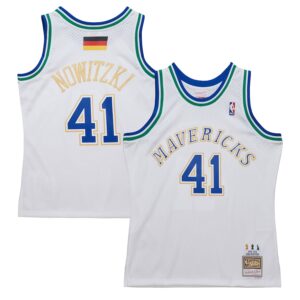 Dirk Nowitzki Dallas Mavericks Mitchell & Ness 1998/2019 Hardwood Classics German Flag Swingman Jersey - White photo 1 Jersey4u