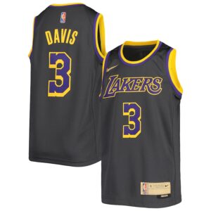 Anthony Davis Los Angeles Lakers Nike Youth 2020/21 Swingman Player Jersey - Earned Edition - Black photo 1 Jersey4u