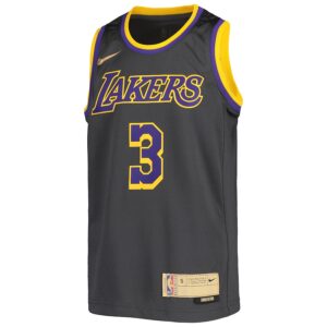Anthony Davis Los Angeles Lakers Nike Youth 2020/21 Swingman Player Jersey - Earned Edition - Black photo 2 Jersey4u