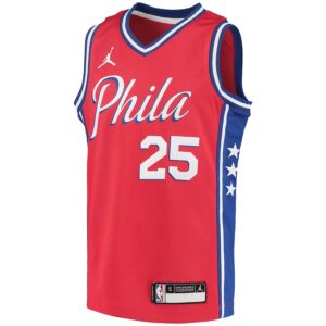 Ben Simmons Philadelphia 76ers Jordan Brand Youth 2020/21 Swingman Player Jersey - Statement Edition - Red photo 2 Jersey4u