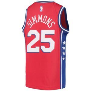 Ben Simmons Philadelphia 76ers Jordan Brand Youth 2020/21 Swingman Player Jersey - Statement Edition - Red photo 3 Jersey4u