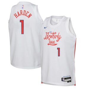 James Harden Philadelphia 76ers Nike Youth 2022/23 Swingman Jersey - City Edition - White photo 1 Jersey4u