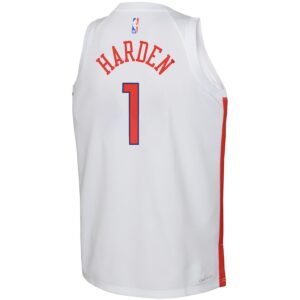 James Harden Philadelphia 76ers Nike Youth 2022/23 Swingman Jersey - City Edition - White photo 3 Jersey4u