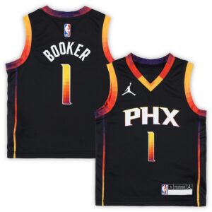 Devin Booker Phoenix Suns Jordan Brand Preschool 2022/23 Swingman Jersey - Statement Edition - Black photo 1 Jersey4u