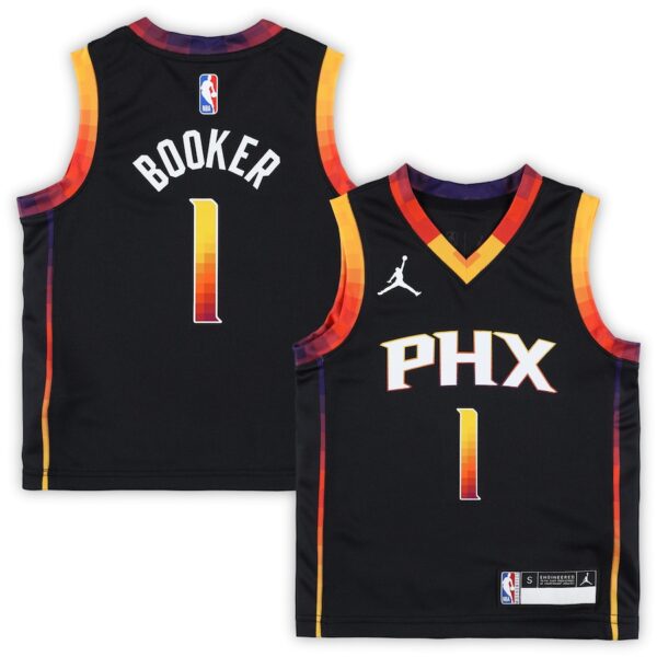 Devin Booker Phoenix Suns Jordan Brand Preschool 2022/23 Swingman Jersey - Statement Edition - Black photo 1 Jersey4u