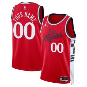 LA Clippers Jordan Brand Unisex 2024/25 Custom Swingman Jersey - Statement Edition - Red photo 1 Jersey4u