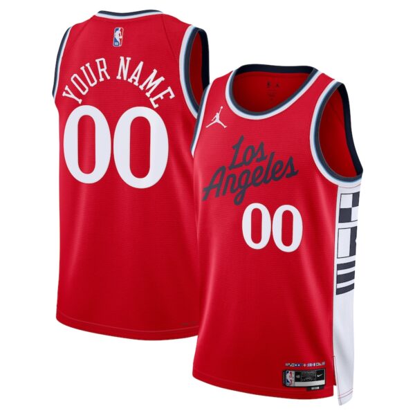 LA Clippers Jordan Brand Unisex 2024/25 Custom Swingman Jersey - Statement Edition - Red photo 1 Jersey4u