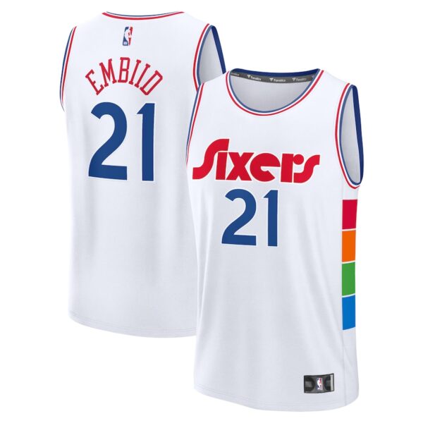 Joel Embiid Philadelphia 76ers Jersey4u 2024/25 Fast Break Player Jersey - City Edition - White photo 1 Jersey4u