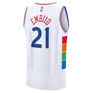 Joel Embiid Philadelphia 76ers Jersey4u 2024/25 Fast Break Player Jersey - City Edition - White photo 3 Jersey4u