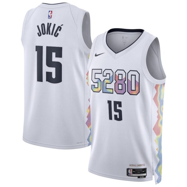 Nikola Jokic Denver Nuggets Nike Unisex 2024/25 Swingman Player Jersey - City Edition - White photo 1 Jersey4u