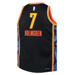 Chet Holmgren Oklahoma City Thunder Nike Youth 2024/25 Swingman Player Jersey - City Edition - Black photo 3 Jersey4u