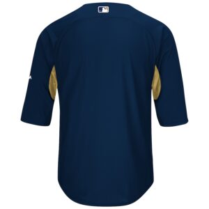 Milwaukee Brewers Majestic Authentic Collection On-Field 3/4-Sleeve Batting Practice Jersey - Navy/Gold photo 3 Jersey4u