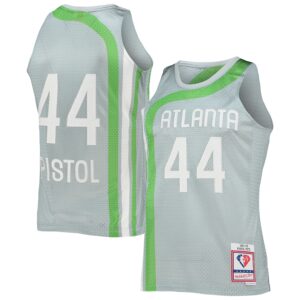 Pete Maravich Atlanta Hawks Mitchell & Ness 75th Anniversary 1971/72 Hardwood Classics Swingman Jersey - Silver photo 1 Jersey4u
