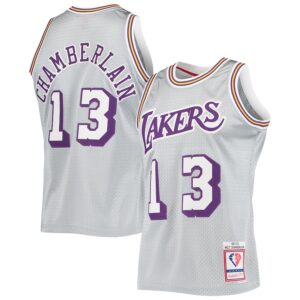 Wilt Chamberlain Los Angeles Lakers Mitchell & Ness 75th Anniversary 1971/72 Hardwood Classics Swingman Jersey - Silver photo 1 Jersey4u