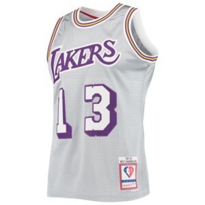 Wilt Chamberlain Los Angeles Lakers Mitchell & Ness 75th Anniversary 1971/72 Hardwood Classics Swingman Jersey - Silver photo 2 Jersey4u
