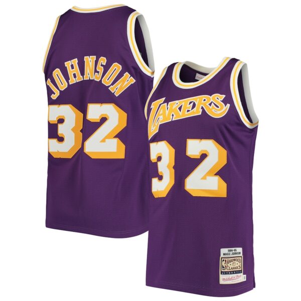 Magic Johnson Los Angeles Lakers Mitchell & Ness 1984/85 Hardwood Classics Authentic Jersey - Purple photo 1 Jersey4u