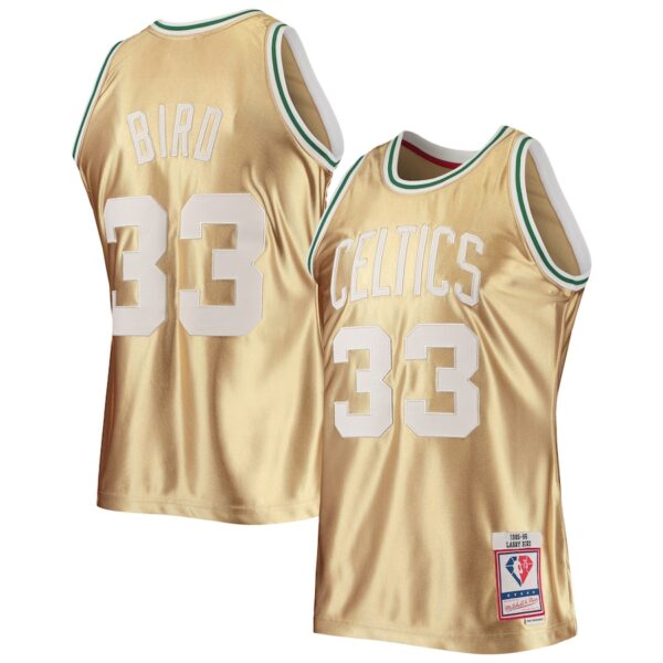 Larry Bird Boston Celtics Mitchell & Ness 75th Anniversary 1985/86 Hardwood Classics Swingman Jersey - Gold photo 1 Jersey4u