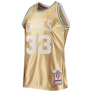 Larry Bird Boston Celtics Mitchell & Ness 75th Anniversary 1985/86 Hardwood Classics Swingman Jersey - Gold photo 2 Jersey4u