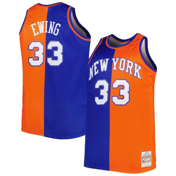 Patrick Ewing New York Knicks Mitchell & Ness Big & Tall Hardwood Classics 1991/92 Split Swingman Jersey - Blue/Orange photo 1 Jersey4u
