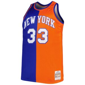Patrick Ewing New York Knicks Mitchell & Ness Big & Tall Hardwood Classics 1991/92 Split Swingman Jersey - Blue/Orange photo 2 Jersey4u