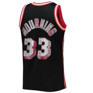 Alonzo Mourning Miami Heat Mitchell & Ness 1996/97 Hardwood Classics NBA 75th Anniversary Diamond Swingman Jersey - Black photo 3 Jersey4u