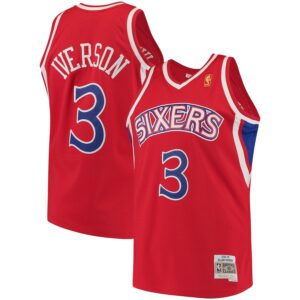 Allen Iverson Philadelphia 76ers Mitchell & Ness 1996/97 Hardwood Classics Swingman Jersey - Red photo 1 Jersey4u