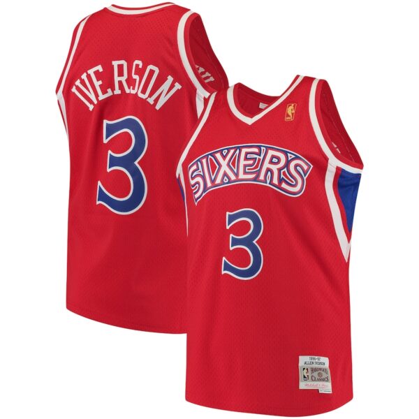 Allen Iverson Philadelphia 76ers Mitchell & Ness 1996/97 Hardwood Classics Swingman Jersey - Red photo 1 Jersey4u