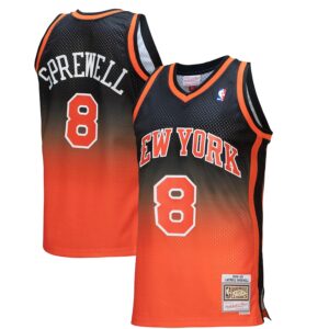 Latrell Sprewell New York Knicks Mitchell & Ness 1998/99 Hardwood Classics Fadeaway Swingman Player Jersey - Orange/Black photo 1 Jersey4u